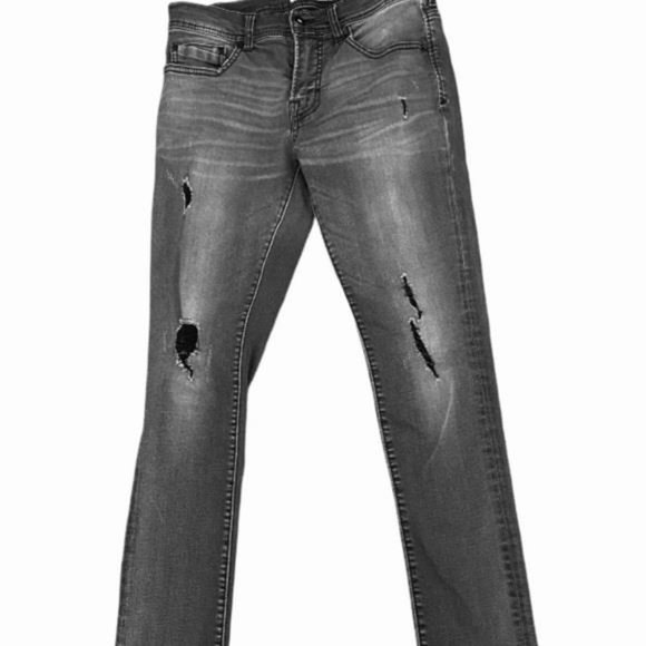 Departwest Trouper Black Fade Destructed Taper Stretch Jeans, Size 26/29 - Picture 3 of 8